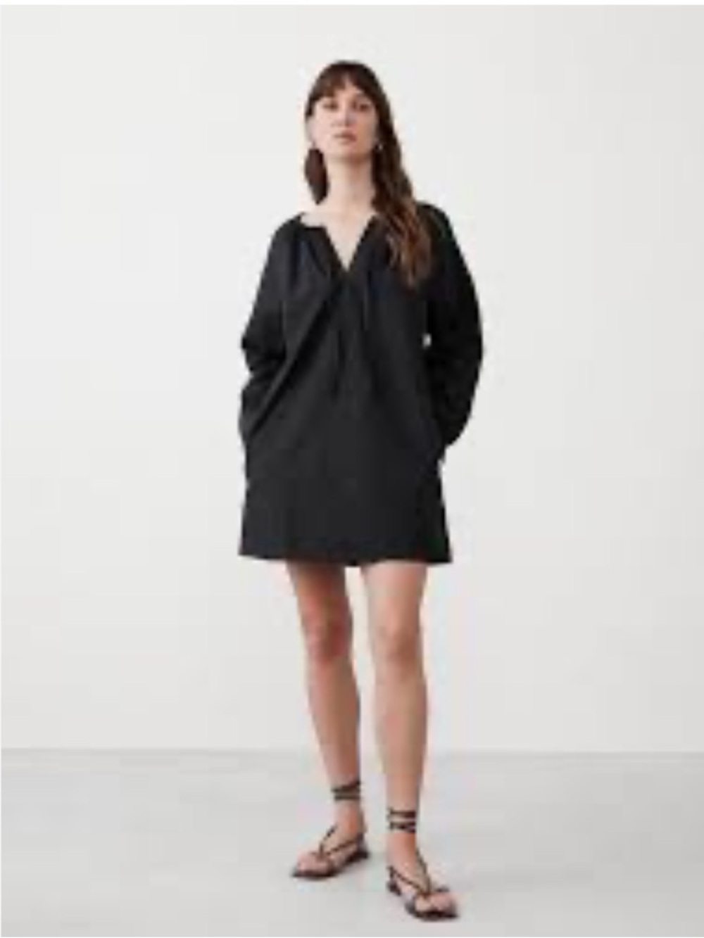 Banana Republic  Factory Black Poplin V-Neck Mini Dress size medium nwot